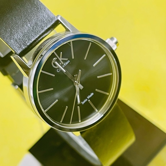 Calvin Klein Post Minimal Silver Dial Black Leather Strap Watch for Men - K7622185 main image 1